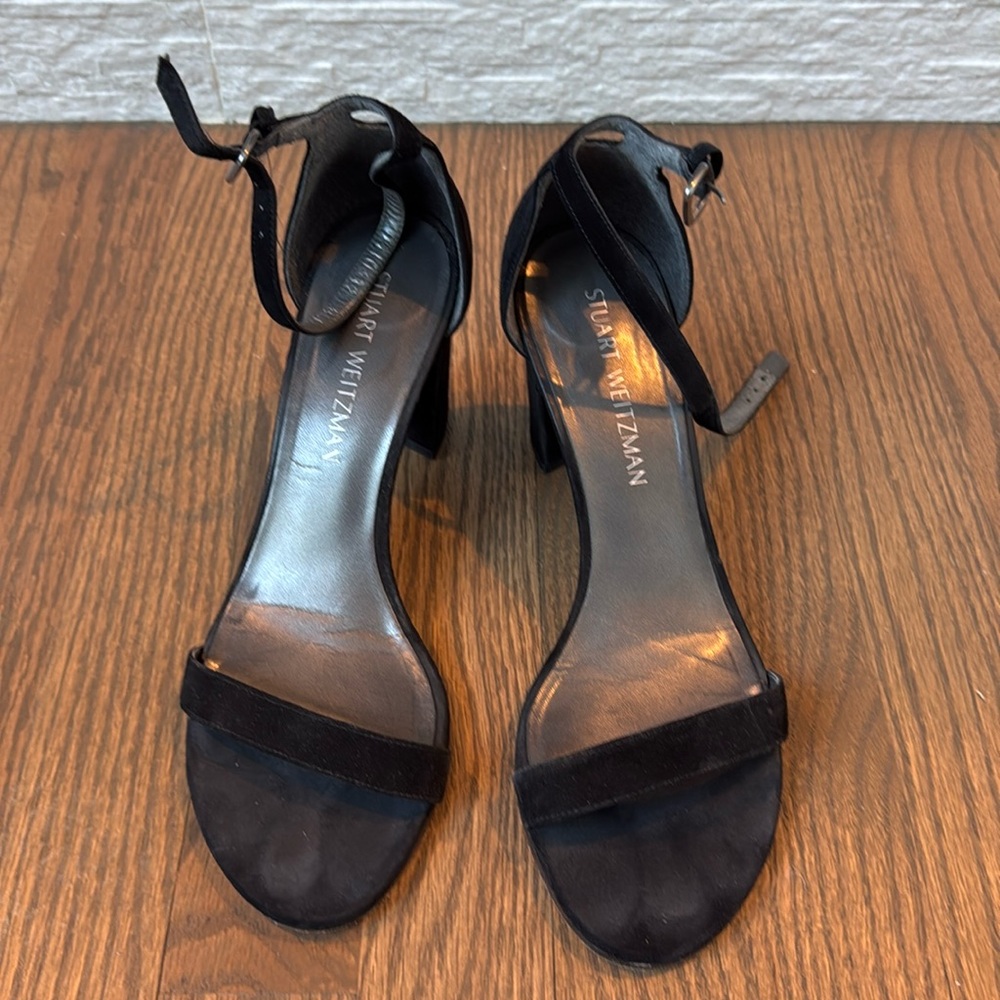 Stuart Weitzman Black Nudist Sandals - size 7.5 fair condition with wear